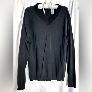 Clairborne Luxe Silk Blend Sweater in Black - Long Sleeves Modern Fit Size Large